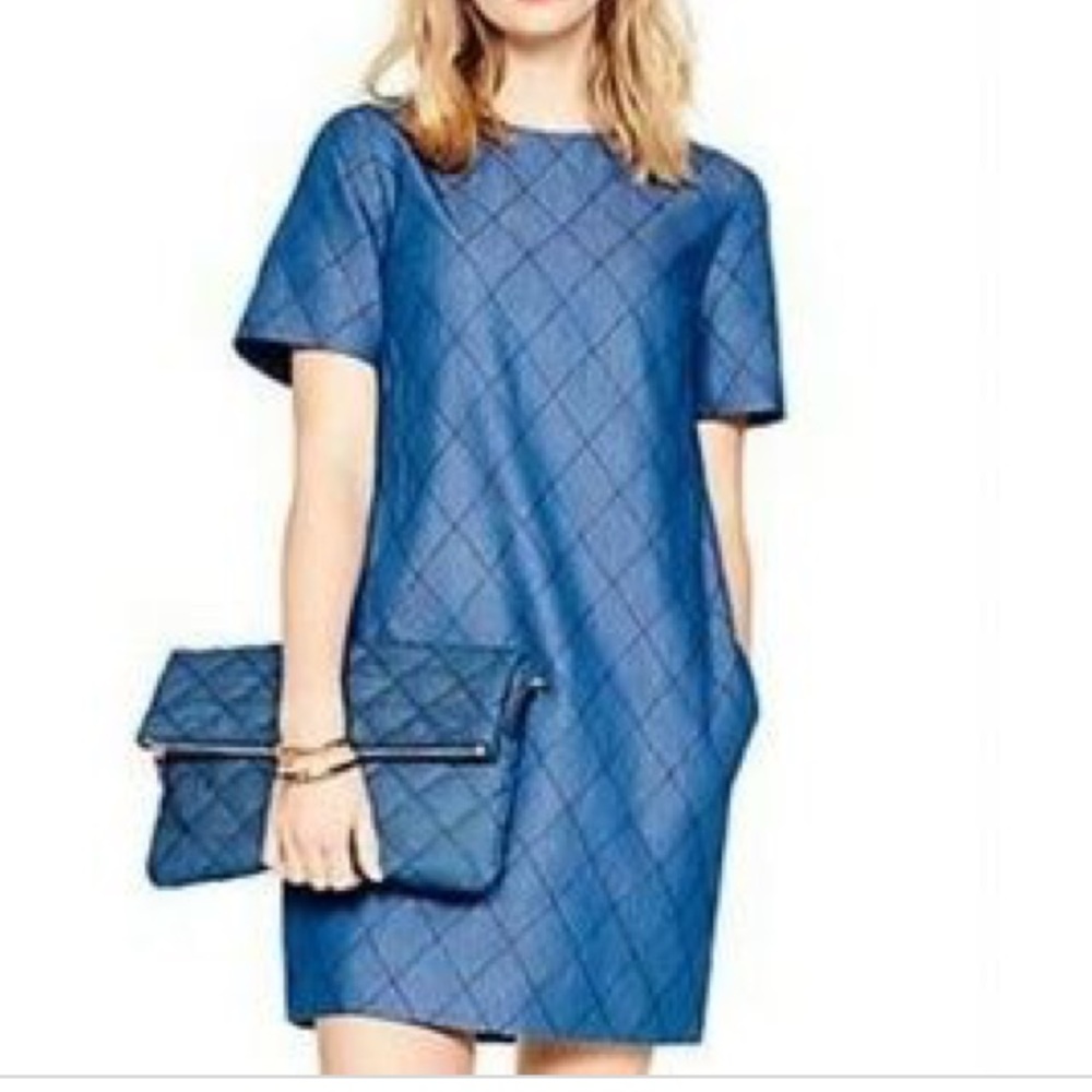 Quilted chambray dress